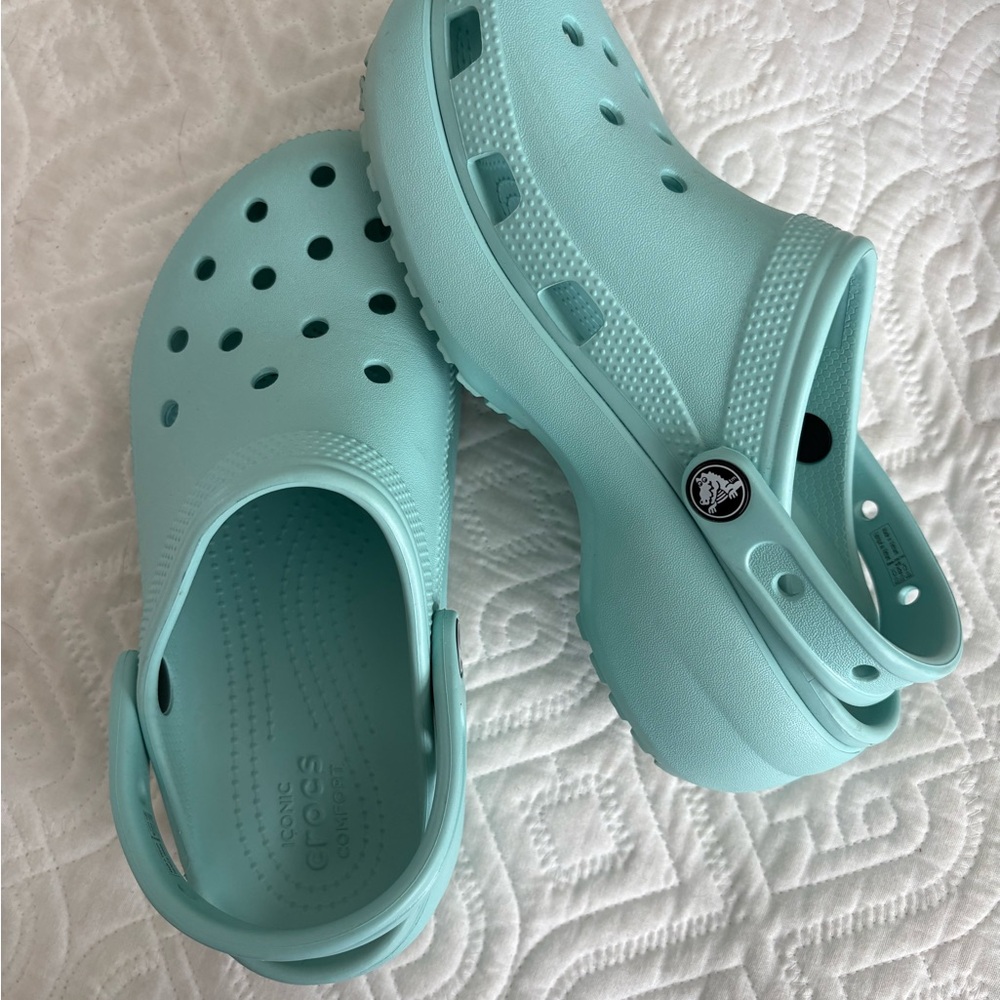 CROCS Aqua Blue Platform Clogs